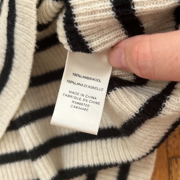 Rebecca Taylor La Vie Black and Cream Will Striped Sweater Size Medium - Picture 3 of 3